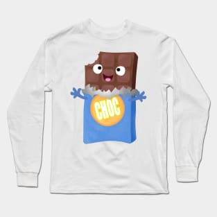 Cute happy chocolate candy bar cartoon character Long Sleeve T-Shirt